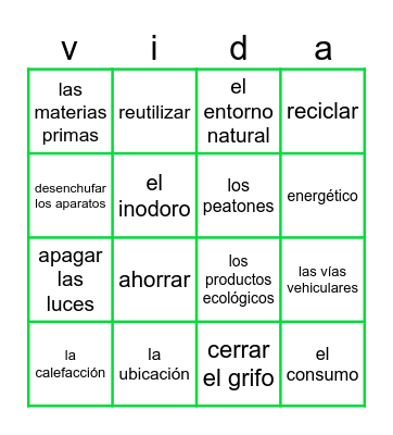 3B unidad 4 así se dice 1-3 Bingo Card