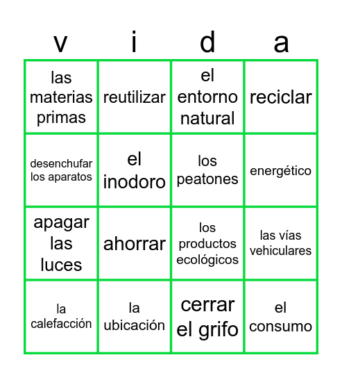 3B unidad 4 así se dice 1-3 Bingo Card