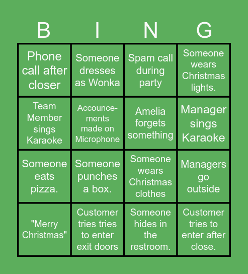 Christmas Party Bingo 12/22/23 Bingo Card