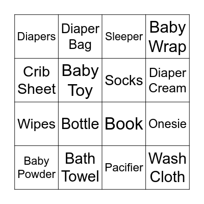 BABY BINGO! Bingo Card