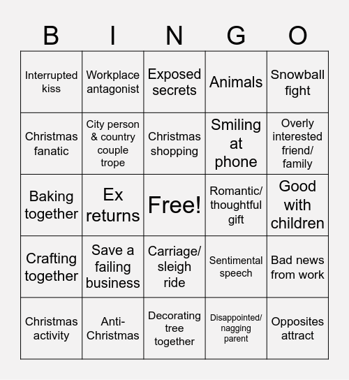 Hallmark Bingo Card