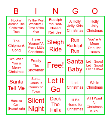 Holiday Bingo Card