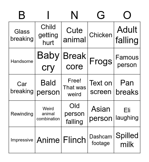 Funny meme Bingo Card