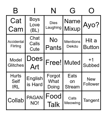 Ettie Tori Bingo Card
