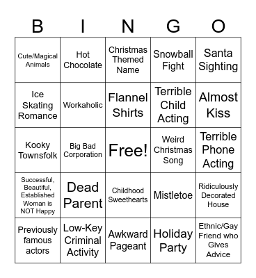 Christmas Movie Bingo Card