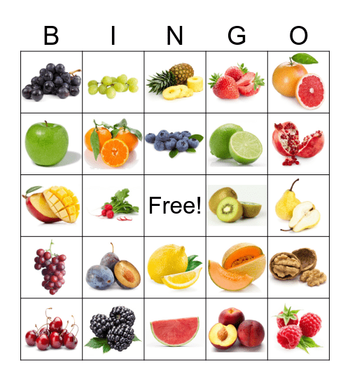 Fruit salad Bingo Card
