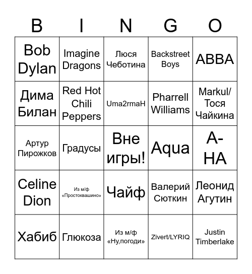 БИНГО Bingo Card