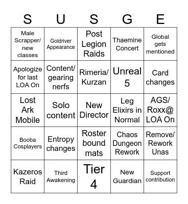 LOA On Winter Bingo Card