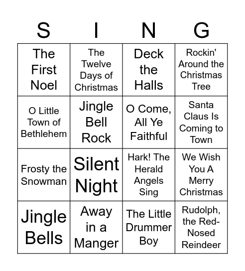 Christmas Carol Bingo Card