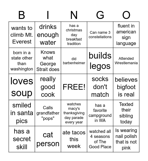 Happy Dubtown Holiday Human Bingo! Bingo Card