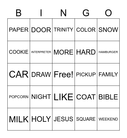 ASL Bingo Card