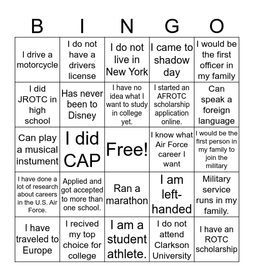 Det. 536 NSOP Bingo Card