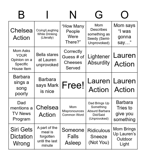 Kevin Bingo Card