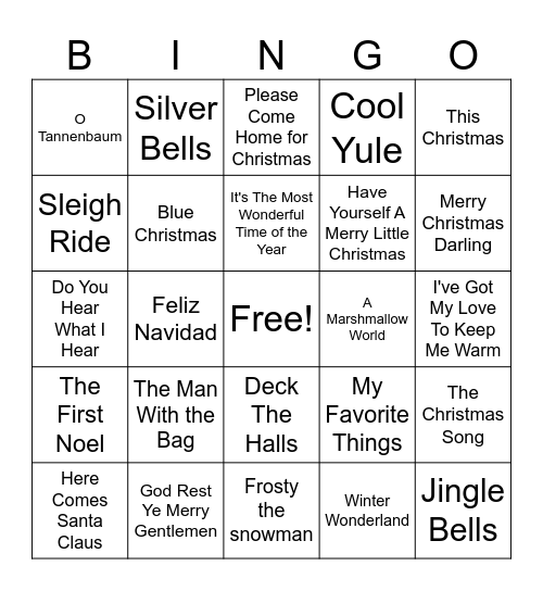 Christmas Mix #2 Bingo Card