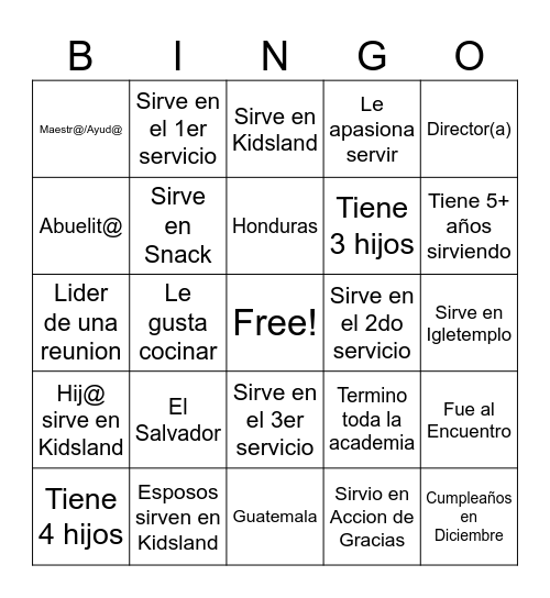 Kidslland Bingo Card