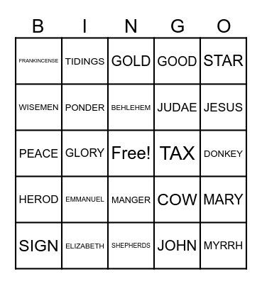 LIGHT OF THE WORLD Bingo Card