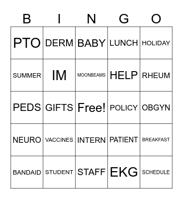 OPC Holiday Bingo Card