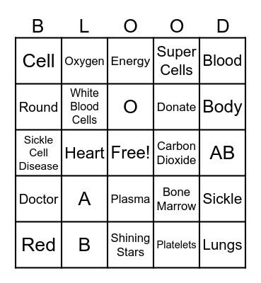 Blood Cell Bingo Card