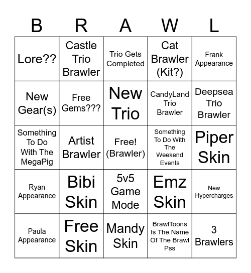 Brawl Talk Bingo Card