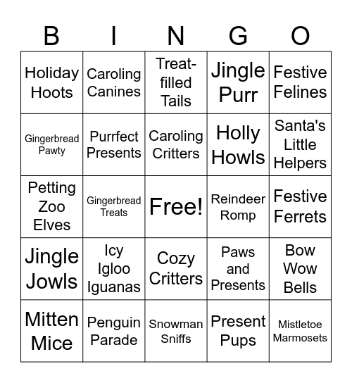 Toby's holiday Bingo!! Bingo Card