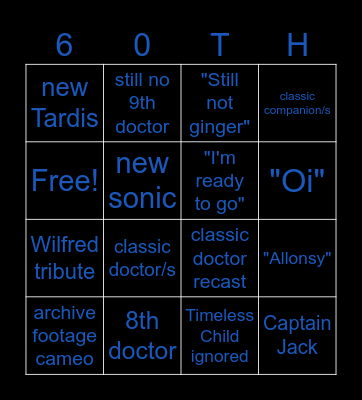 Doctor Who Bingo Card