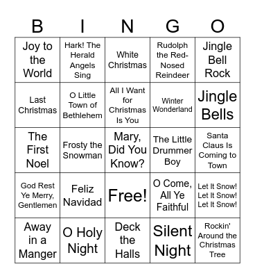 Bingo: Christmas Song Edition Bingo Card