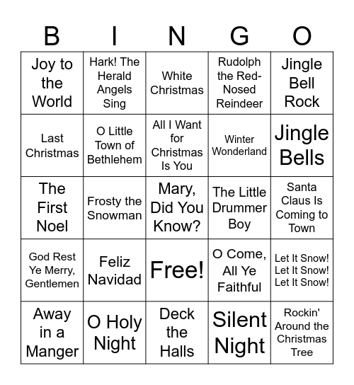 Bingo: Christmas Song Edition Bingo Card