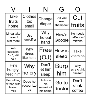 Vin-go Bingo Card