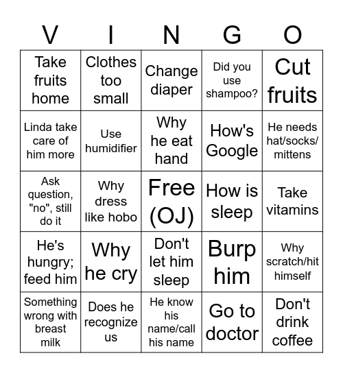 Vin-go Bingo Card