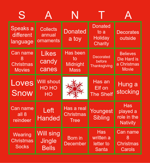 Best Friend Christmas "Bingo" Bingo Card