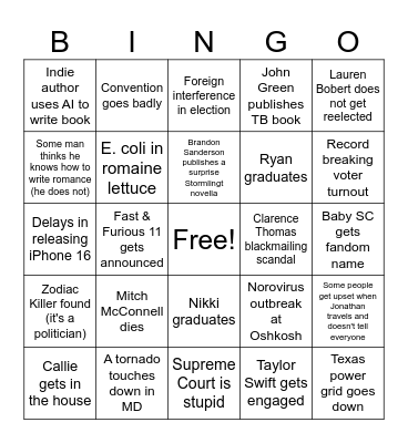 2024 Bingo Card
