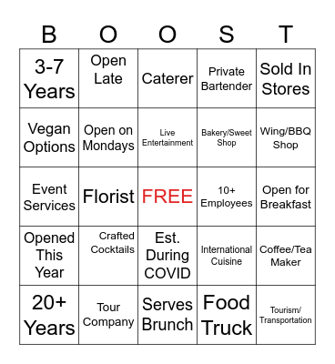 BBA Booster Bingo Card