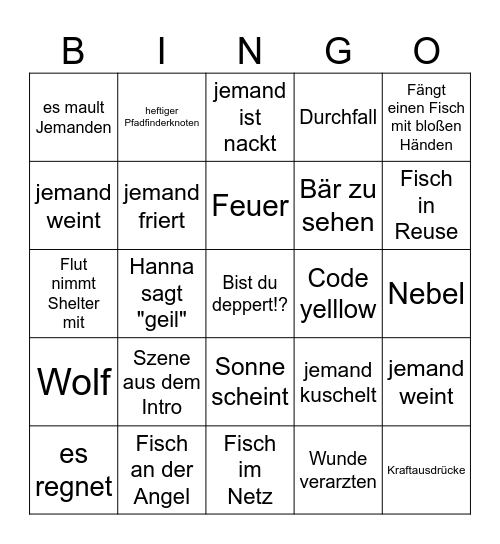 7 vs. Wild Staffel 3 Bingo Card