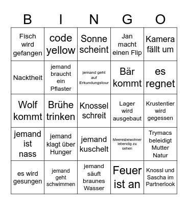 7vs. Wild Staffel 3 Bingo Card
