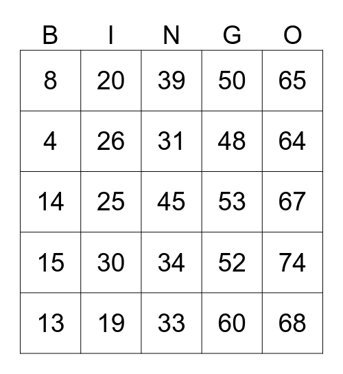 Holiday Harmony Bingo Card
