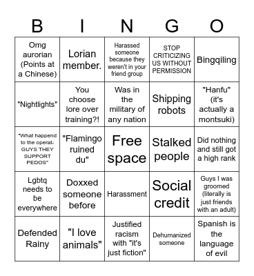 Du kid bingo Card