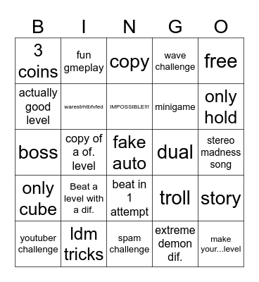 GD recent tub BINGO Card