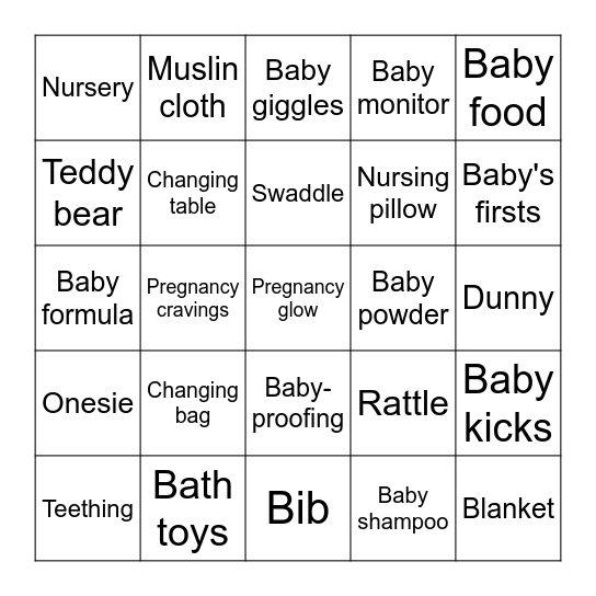 Baby Harwood Bingo Card