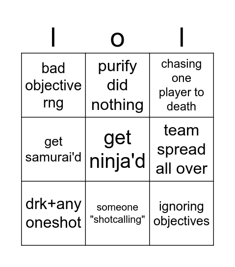 frontline bingo Card