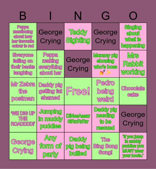 BingoInTheAttic: Peppa Pig Bingo Card