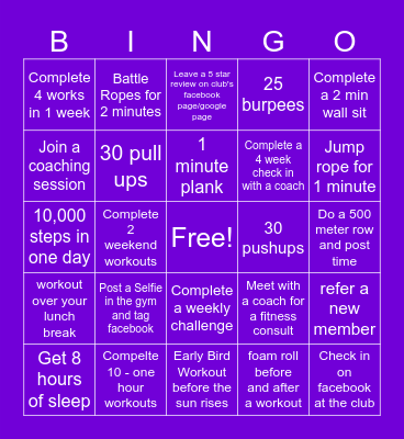 12 days of Fitmass Bingo Card
