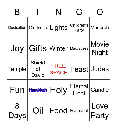 HANUKKAH Bingo Card