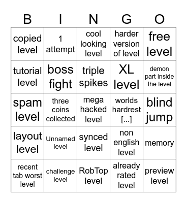 recent tab bingo Card