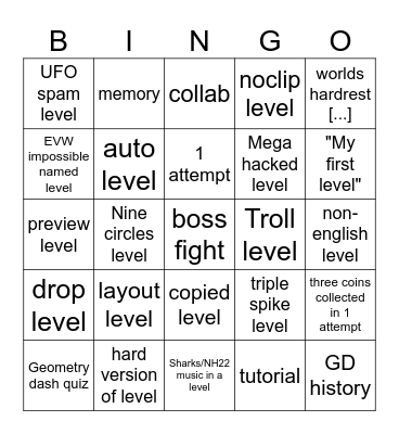 Recent tab BINGO! Bingo Card