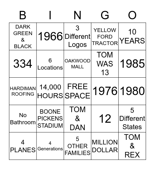 ALVA ROOFING Bingo Card