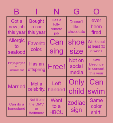 Find the Guest! Bingo Card