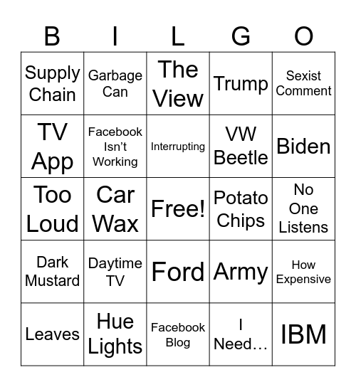 BilGo Bingo Card