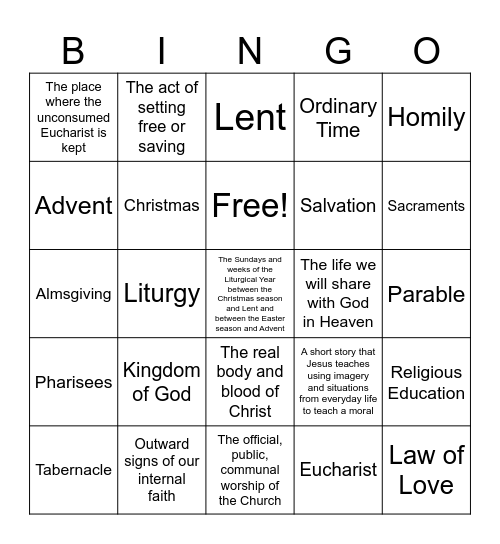 Mrs. Sherri's Bingo Card