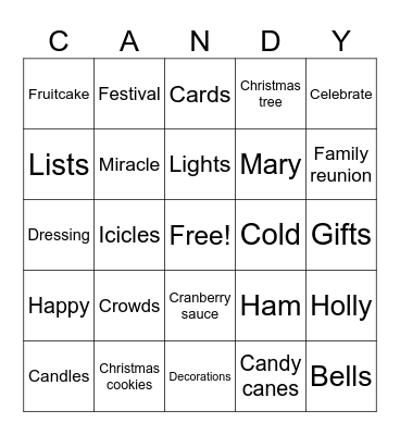 Married Couples Christmas Party Bingo Card