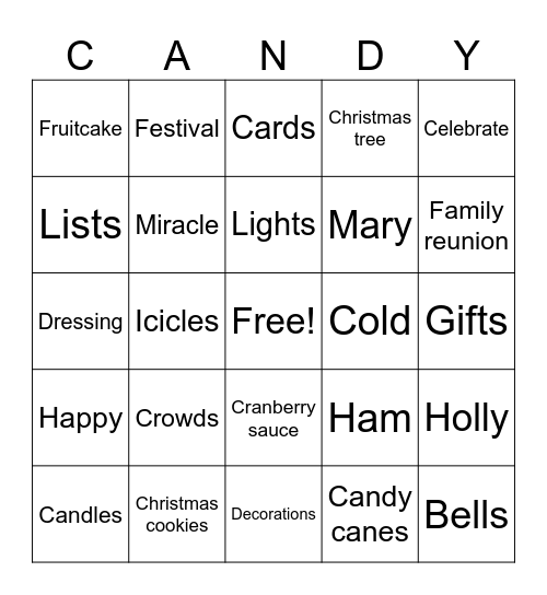 Married Couples Christmas Party Bingo Card